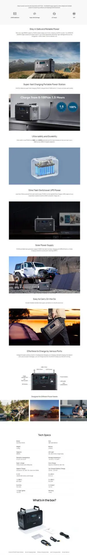 OUKITEL - P1201 Kannettava virta-asema 1200W/960Wh - Image 5